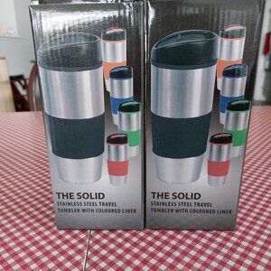 2 Ridge Stainless Steel & Plastic Double-Wall Tumblers
